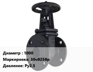 Задвижка чугунная 1000 30ч925бр Ру2.5